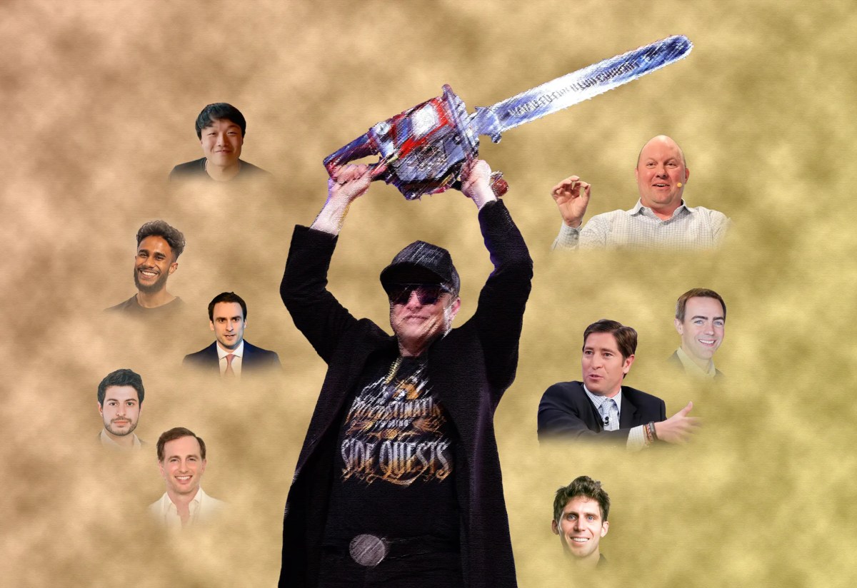 Elon Musk wielding a chainsaw