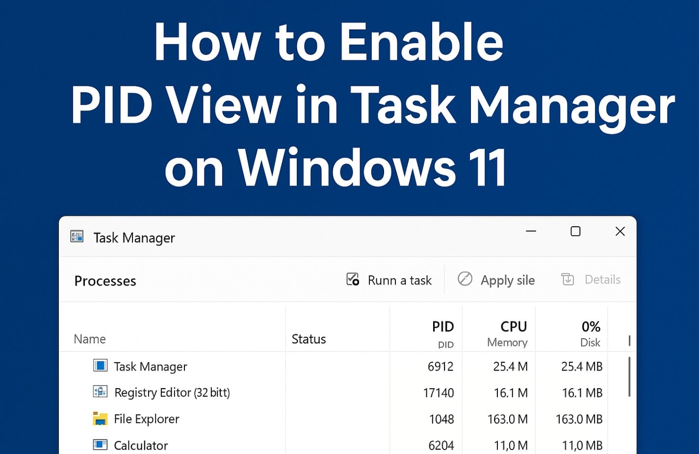 How to Enable PID View in Task Manager in Windows 11